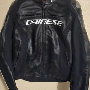 Dainese Black Leather Motorcycle Jacket